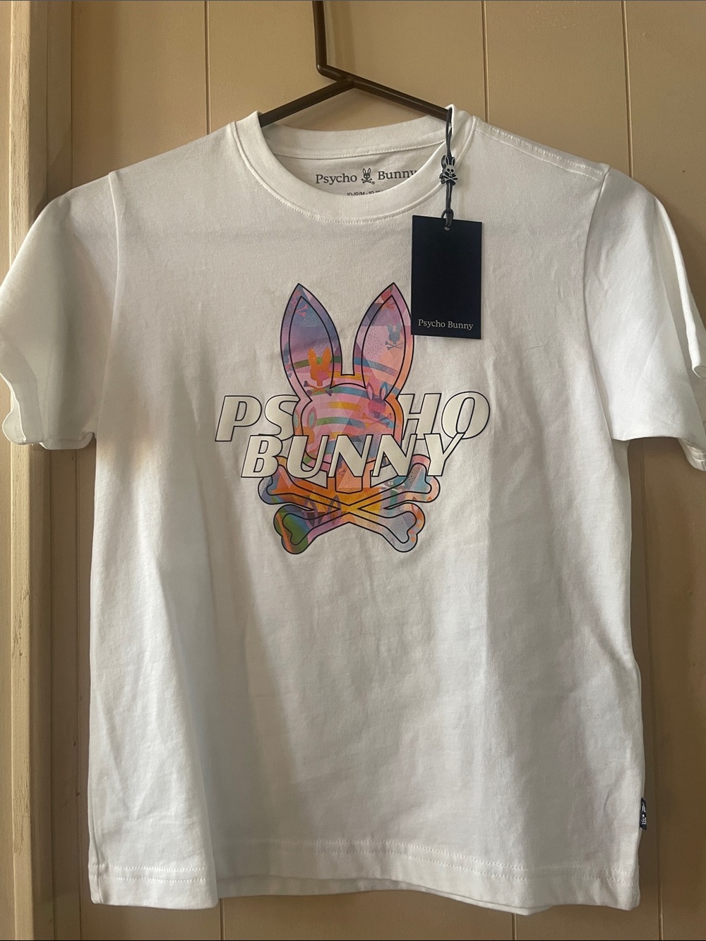 Psycho Bunny White Short Sleeve Tee with Colorful Logo
